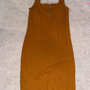 Heart Hips Tan  Dress with Zipper